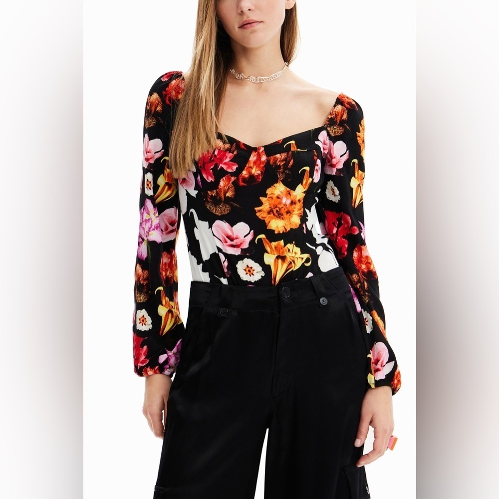 Desigual M. Christian Lacroix Floral Bodysuit Size XS NWT - Picture 2 of 11